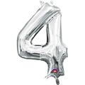 Anagram 16 in. Number 4 Silver Shape Air Fill Foil Balloon 78529